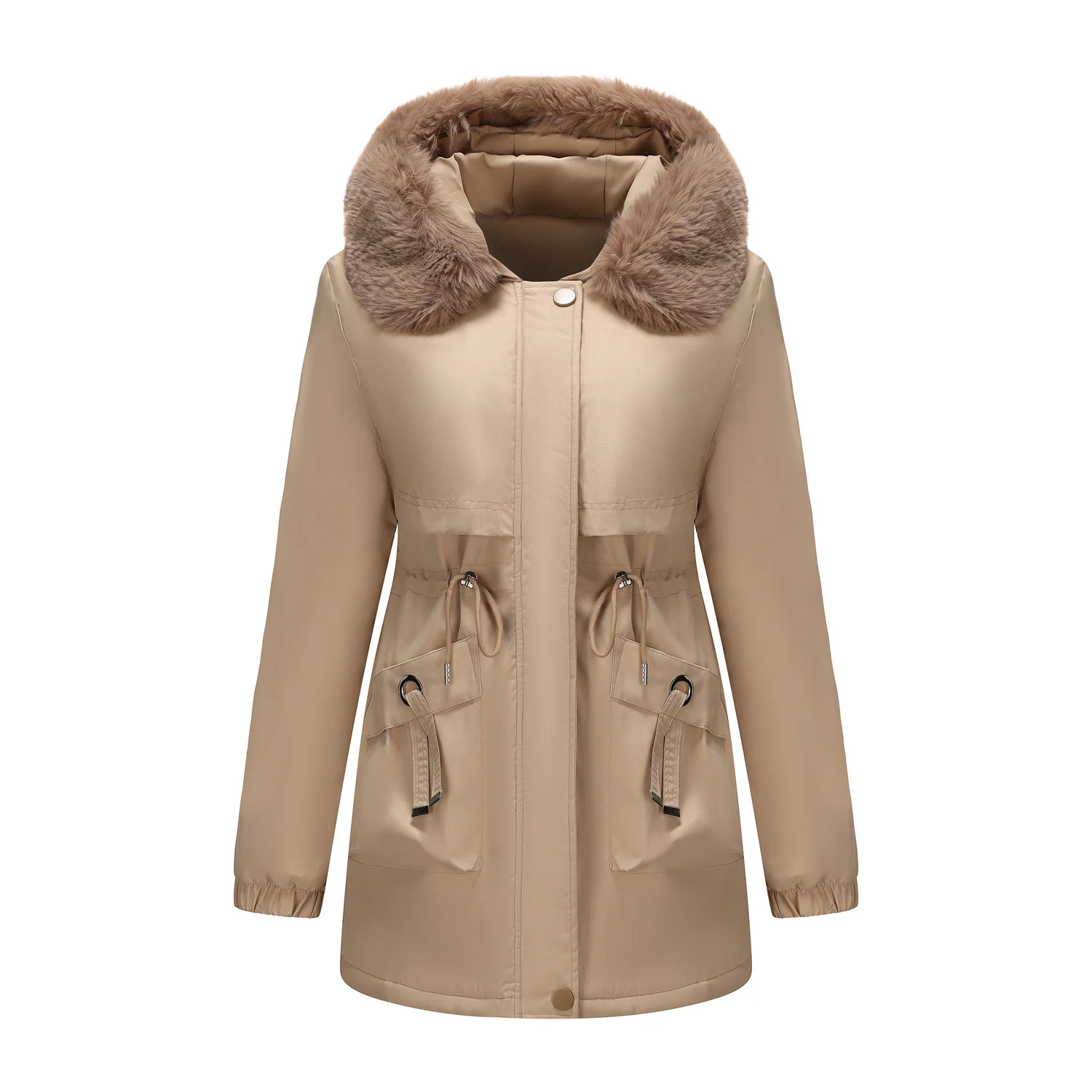 

Parkas Outdoor Womens Autumn Casual Feminino Loose-Fit Hooded Short Thicken Multi-Functional Cozy Female'S Hiking Cinched Trendy