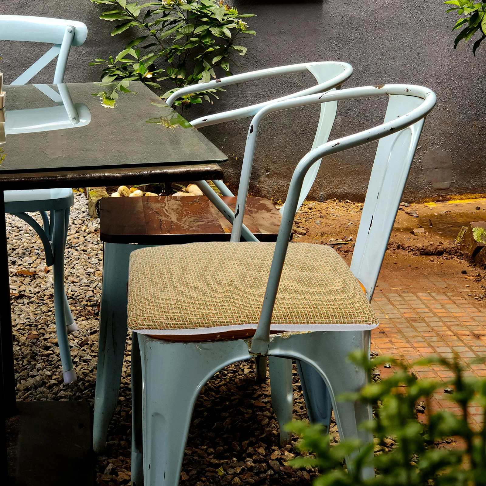 

Summer Cooling Thickened Chair Cushion Non-Slip Seat Pad Office Dining Kitchen Seat Cushion Washable Cotton Linen Cover