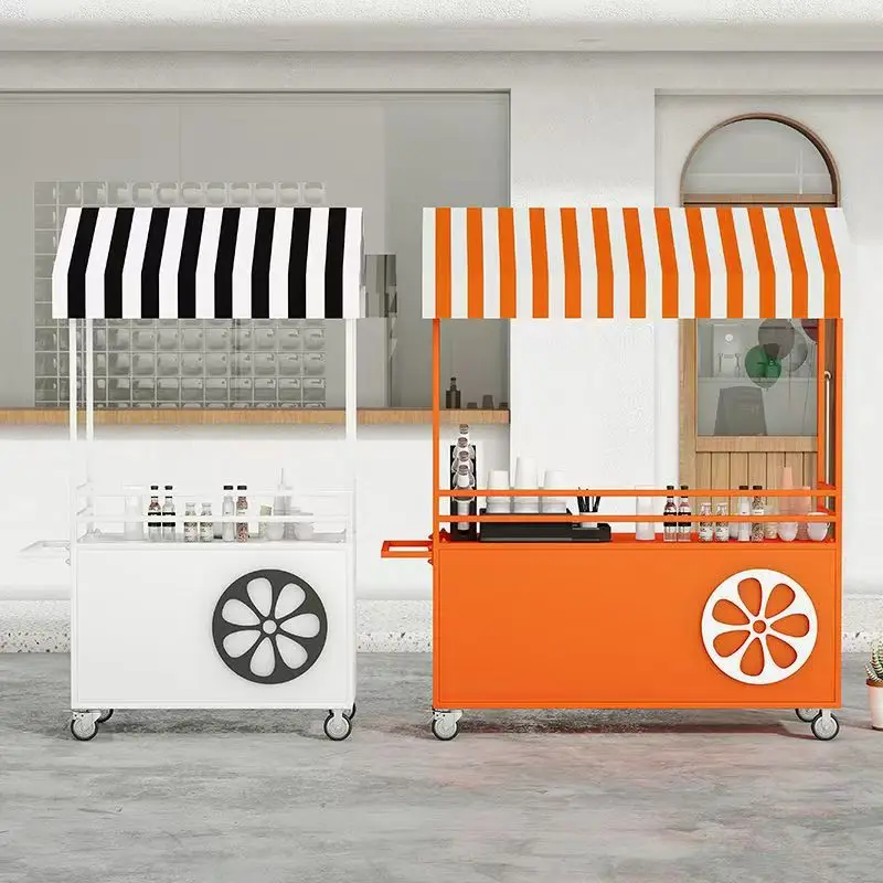 Wrought iron dining car stall trolley night market shopping mall supermarket promotion desk sales truck