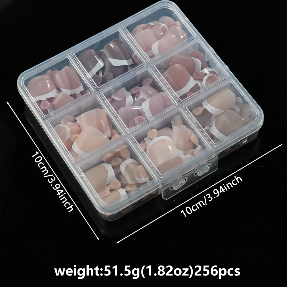 216/120 قطعة الصحافة الفرنسية على أظافر 9 ألوان قصيرة مربع أظافر صناعية نصائح لامعة عارية/الوردي/البني أظافر وهمية للصيف DIY بها بنفسك القدم