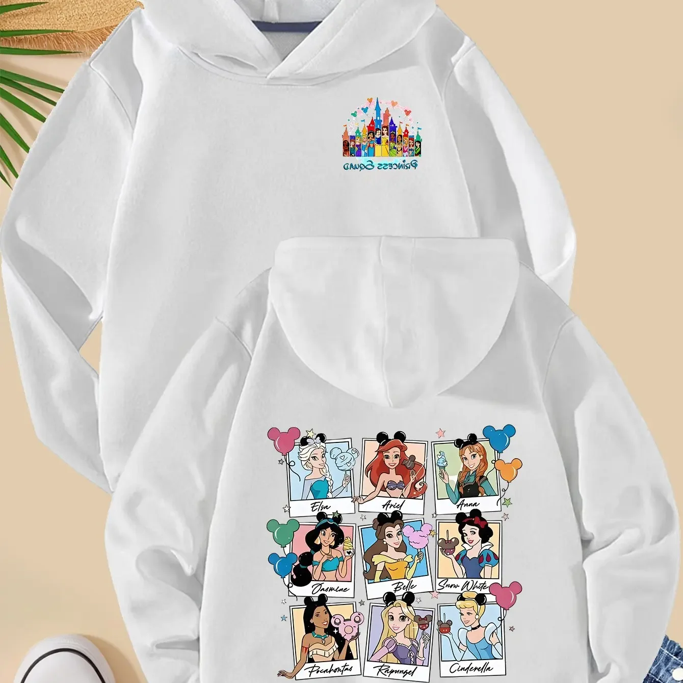 سترة بقلنسوة لأميرات ديزني للفتيات - هدية عيد ميلاد وعيد الميلاد باللون الوردي الباستيل مع سندريلا لسترة أرييل للأطفال الصغار #3