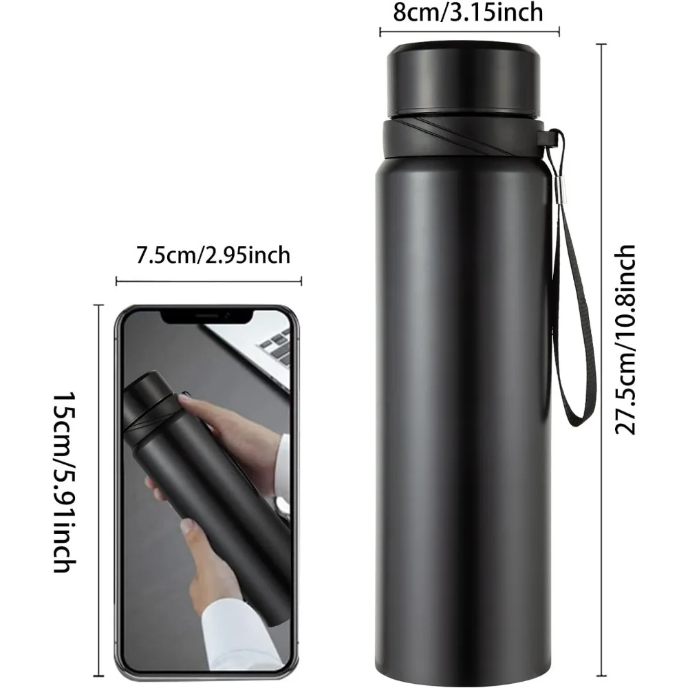 1000ml Stainless Steel Insulated Water Bottle Keeps Drinks Hot or Cold for Hours with Lid Intelligent Water Cup Drinkware