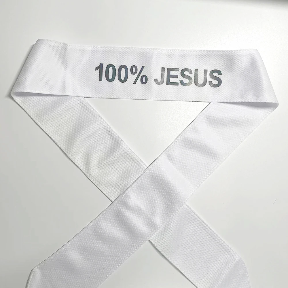 100 percent jesus headband fans Print Basketball Sports head band for Men Women Running Fitness White Sweatband Bandana