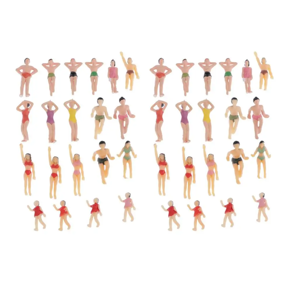 

40 Pieces 1/50 Beach Scale Figures Sandtable Scenery Landscape Accs