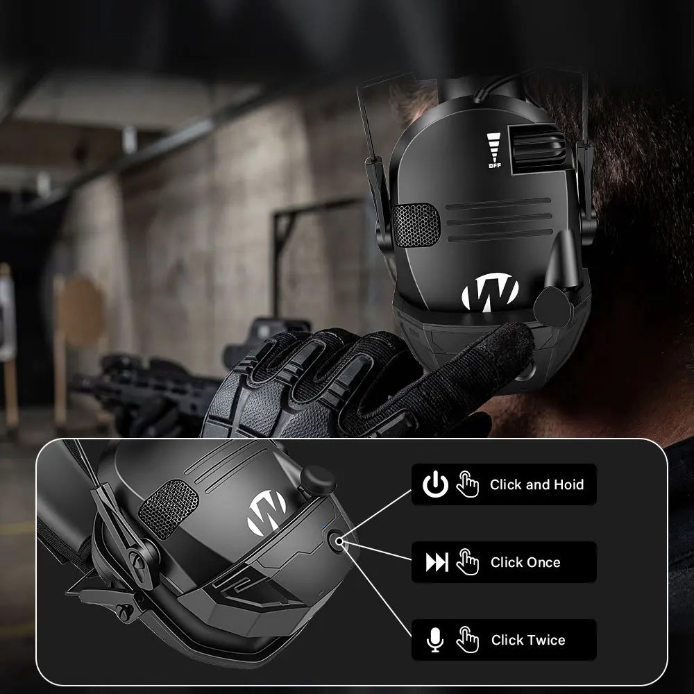 Electronic Bluetooth Earmuffs Shooting Ear Protection Earmuffs Noise Reduction Sound Amplification Hearing Protector with case - view 2