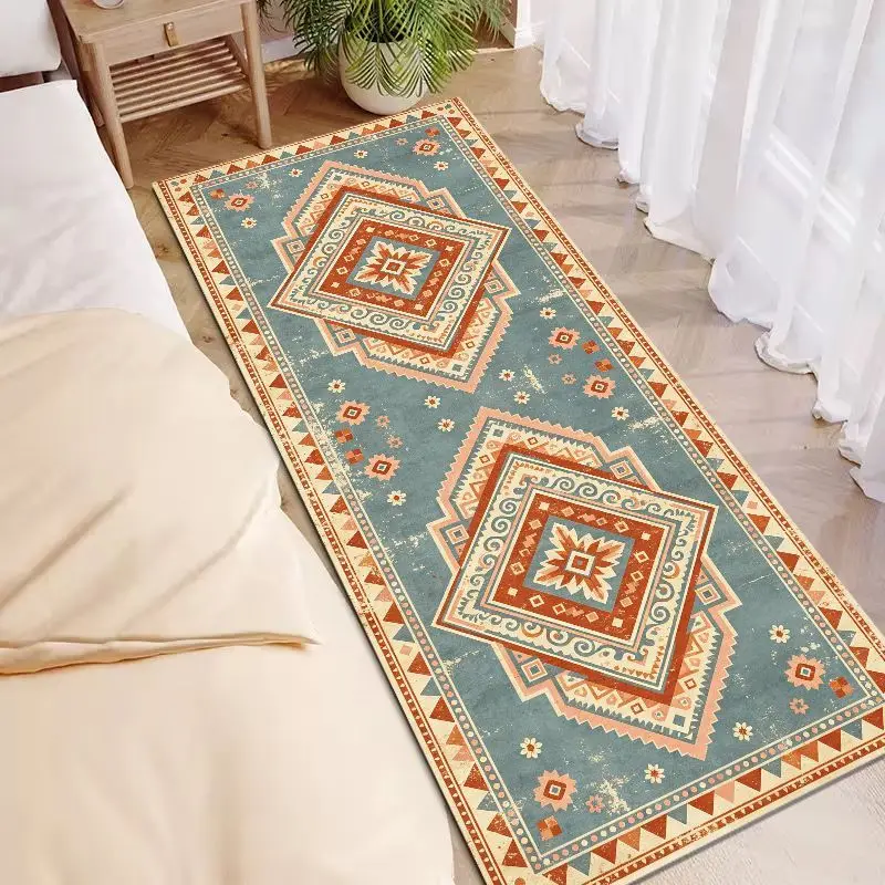 VIKAMA Bohemian Ethnic Tribe-Style Carpet, Anti-Slip Long-Strip Corridor Walkway Mat, Kitchen Floor Mat, Home Decoration
