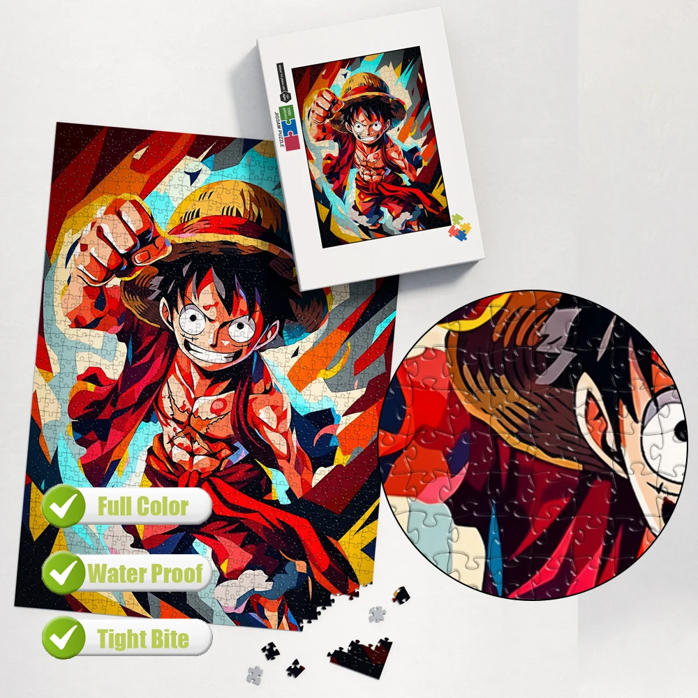 One Piece Monkey D Luffy 1000 Pieces Jigsaw Puzzle Logic Thinking Training Brain Teaser Activity Learning Toys Gift for Children