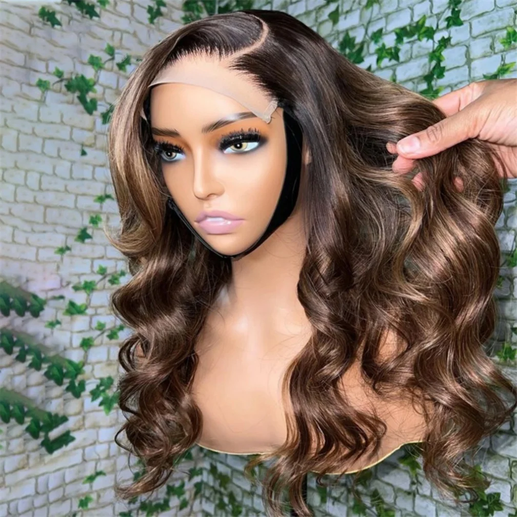

Long Straight Ombre Brown 14” Glueless Soft 5x5 Silk Base Jewish Human Hair With BabyHair HD Lace European Hair Preplucked