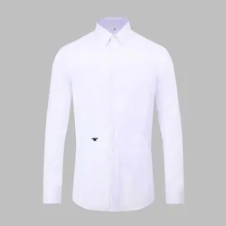 Little bordado de abeja-Camisa de manga larga para hombre, camisa blanca ajustada de color sólido, estilo clásico informal de negocios, europeo y americano