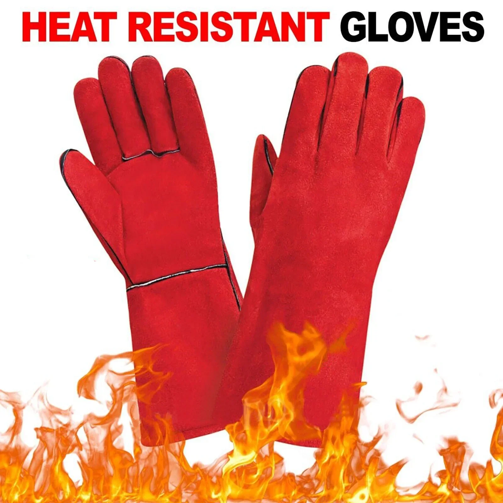 Welding Gloves Leather Work Fire/Heat Resistant Welding Gloves Wood Log Burner Safety Gloves For Mig Tig Stick Forge BBQ Grill