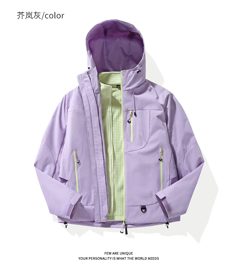Wind- und wasserdichte Outdoor-Jacken zum Wandern, Camping, Angeln, Bergsteigen, mit Fleece gefütterte, wind- und wasserdichte Mäntel – Detail 23