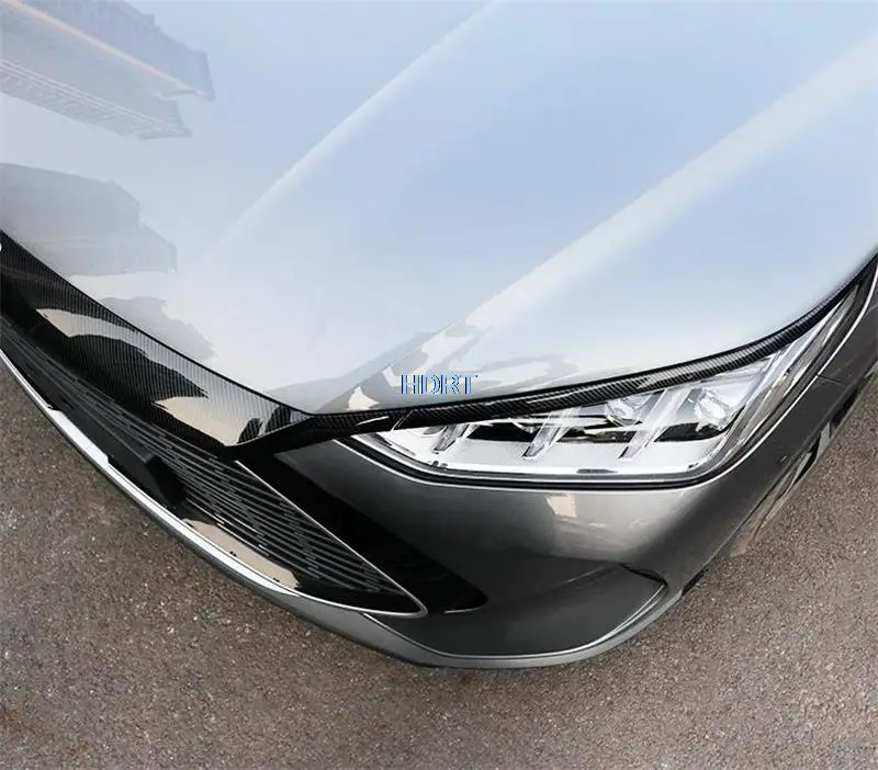 Carbon Fibre Black Garnish Car Front Grille Hood Engine Decor Sticker Cover Moulding For BYD Song Plus DM-i EV 2020 + Accessory