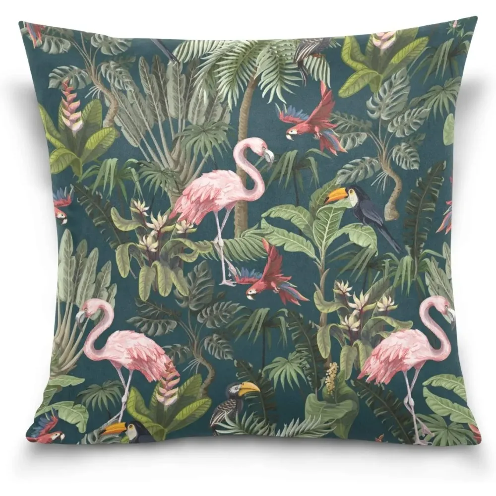 Jungle Animals Throw Pillow Covers 18x18 Inch Decorative Square Pillow Case Soft Cushion Covers for Home Decor Sofa Bedroom Car