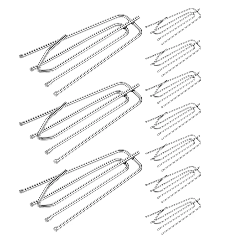 

15pcs Stainless Steel 4-Claw Curtain Hooks Heavy-Duty Adjustable Hangers for Pinch Pleat Drapes Multi-Use Hardware Silver Clips