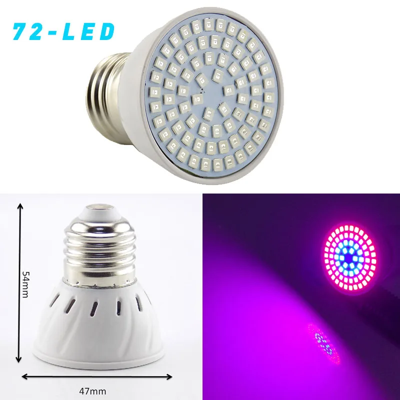 3-head 72 LED Plant flower Grow light Hydro  indoor veg growing Lamp vegetable Holder E27 For greenhouse growbox growth Veg