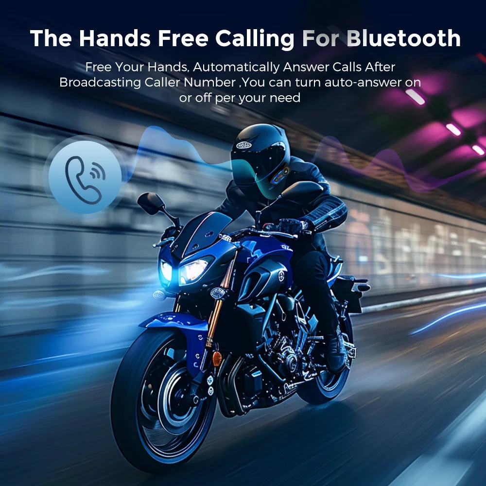 GEARELEC X2 Motorcycle Helmet Bluetooth Headset Hands Free Call IPX67 Waterproof 2000mAh Headset Speakers HiFi Stereo RGB Light