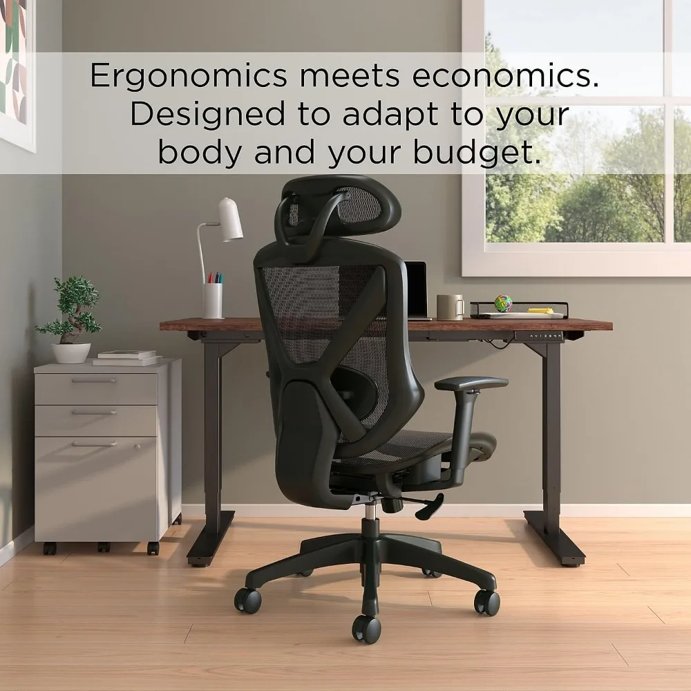 kursi kantor putar mesh ergonomis berwarna hitam - dexley un56946