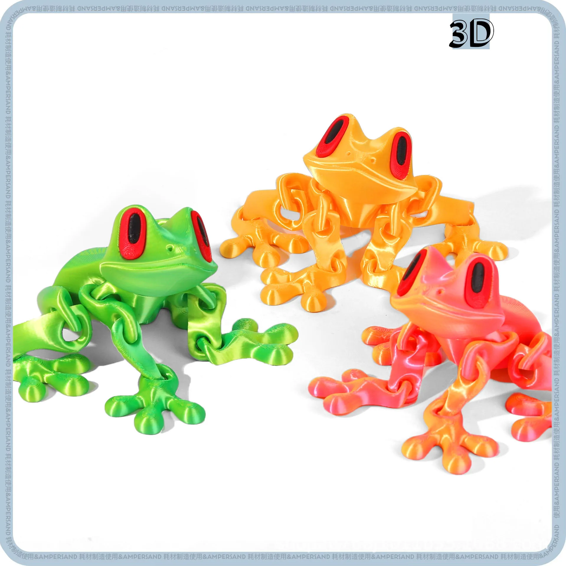 Magnetic 3D Printing Frog Toy Figures Joints Movable Animal Model Magnetic Frog Refrigerator Sticker Decoration Kids Gift Toys