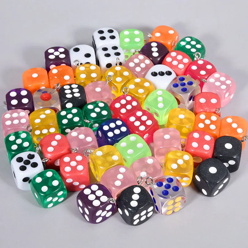 10/30/50/100pcs/Lot Resin Transparent Dice Charm Games Dice Pendant For Jewelry Making  DIY Earrings Pendants Craft Accessories