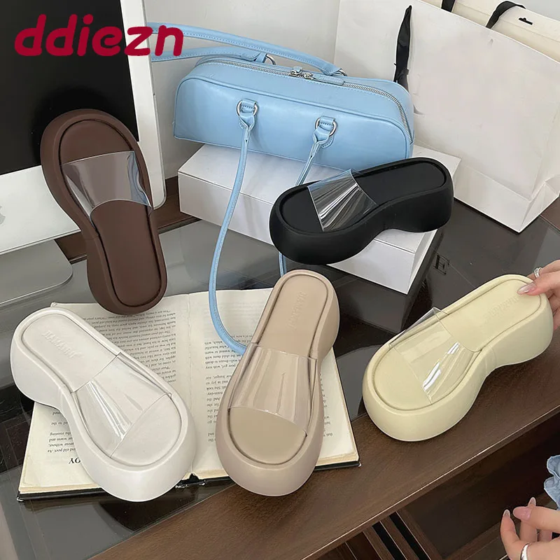 

Модные женские шлепанцы на танкетке, женские шлепанцы на толстой подошве, сандалии, прозрачные женские шлепанцы на танкетке, обувь