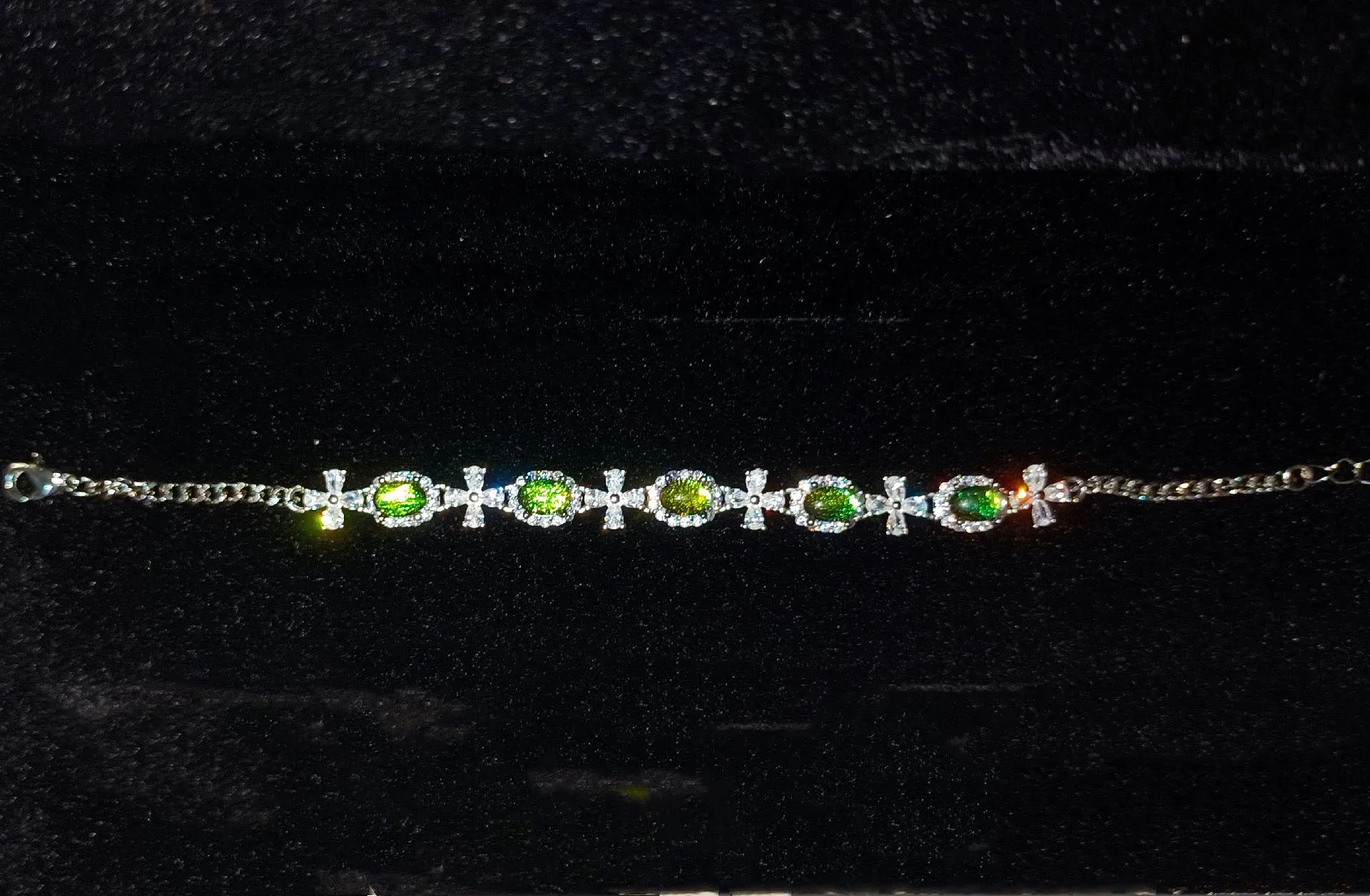 Custom green zircon gem bracelet craft cross style women bracelet free shipping