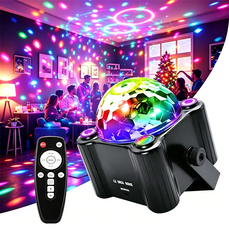 Party Stage Lights DJ Disco Ball Voice Controlled Colorful Strobe Light for Birthday Christmas KTV Performance