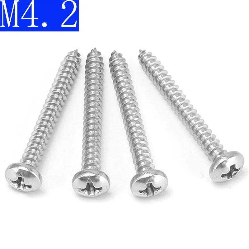 M4.2 4.2mm 304 Stainless Steel Phillips Cross Recessed PAN Head Self Tapping Screws DIN 7981