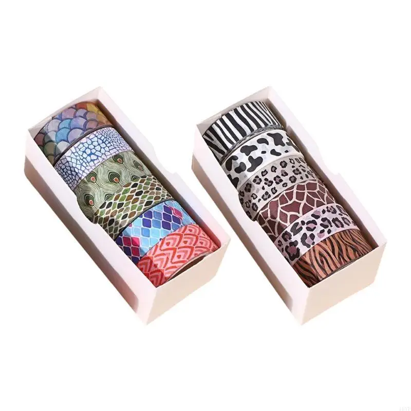 6 Rolls Decorative Tape Washis Tape Animal Print Artists Tape Hand Account Tape