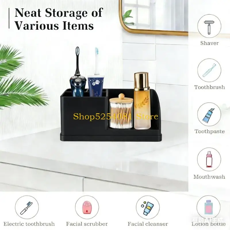 AXYC Bathroom Countertop planner With Multiple Sections For Toothbrush Holder And Items 8.13 X 3.8 Inches