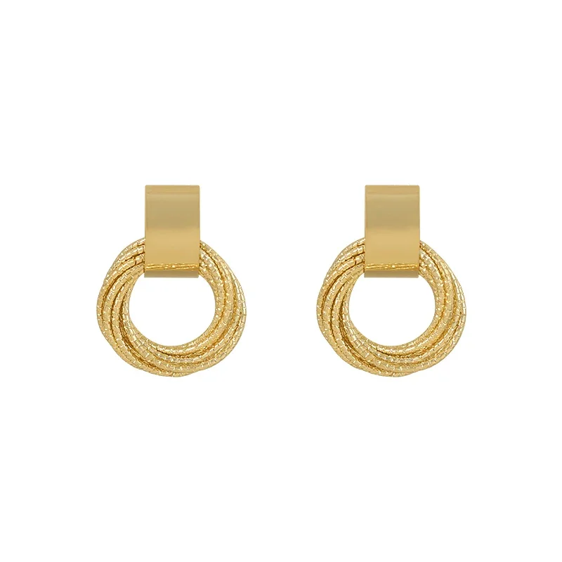 Retro Metallic Gold Colour Multiple Small Circle Pendant Earrings 2024 Jewelry fashion Wedding Party Unusual Earrings For Woman