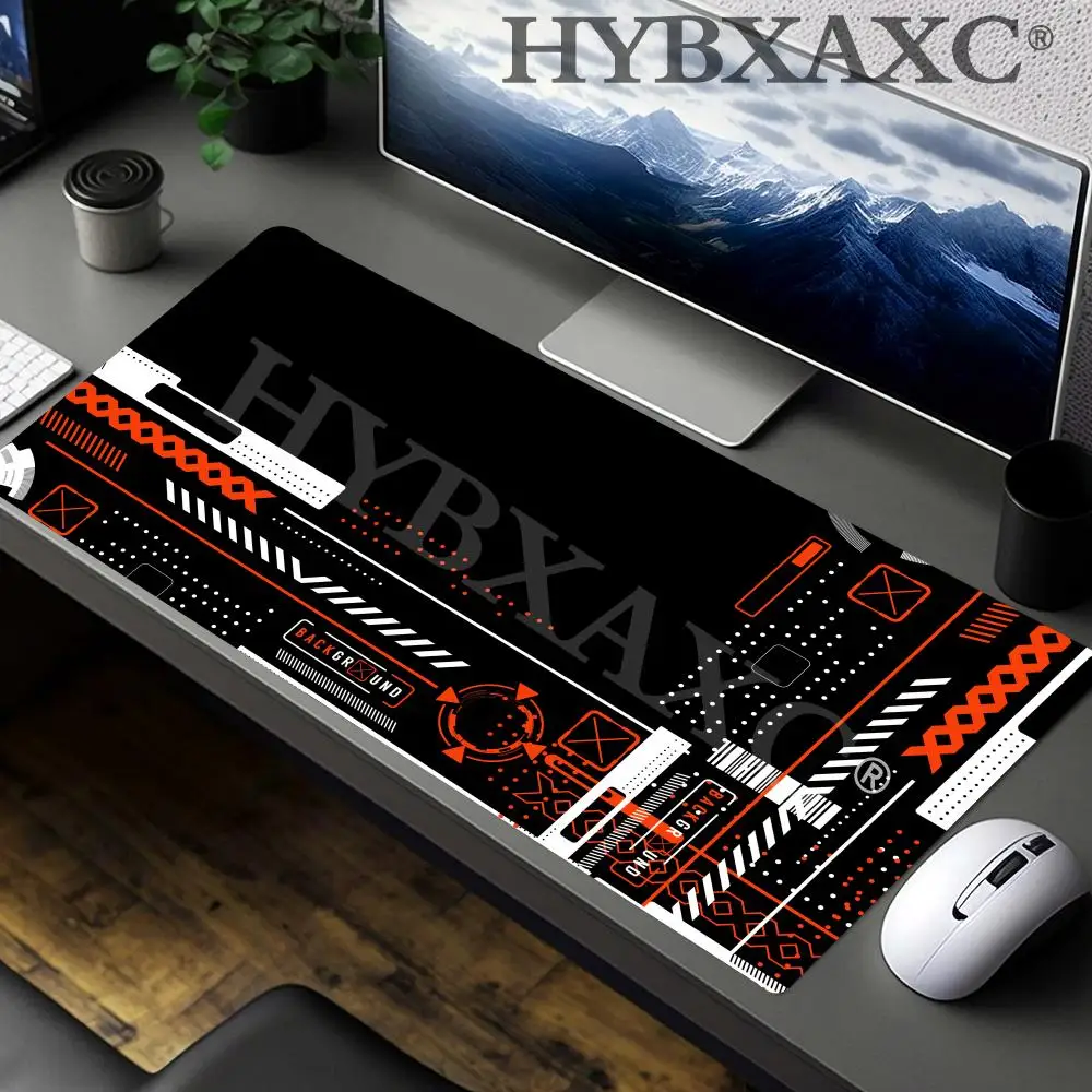 HYBXAXC Futuristic Tech Gaming Mouse Pad Large Cyberpunk Desk Mat for Gamers Workstation Mats Large XXL Gamer Mousepad