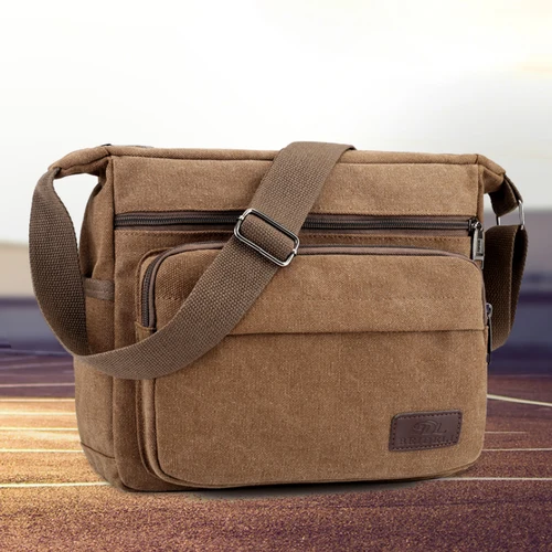 1 bolso cruzado de lona retro para hombre, bolso de hombro de viaje informal, bolso de hombro para deportes al aire libre con correa ajustable para el hombro