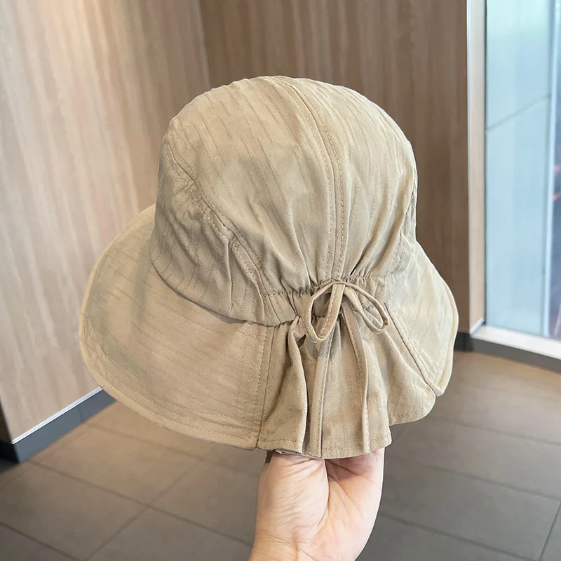 Panama-Hüte für Damen, Sonnenschutz, Windschutz und Atmungsaktivität, Reisehut, Sonnenschutzhut, Schleife, Fischerhut, CapH11 – Detail 13