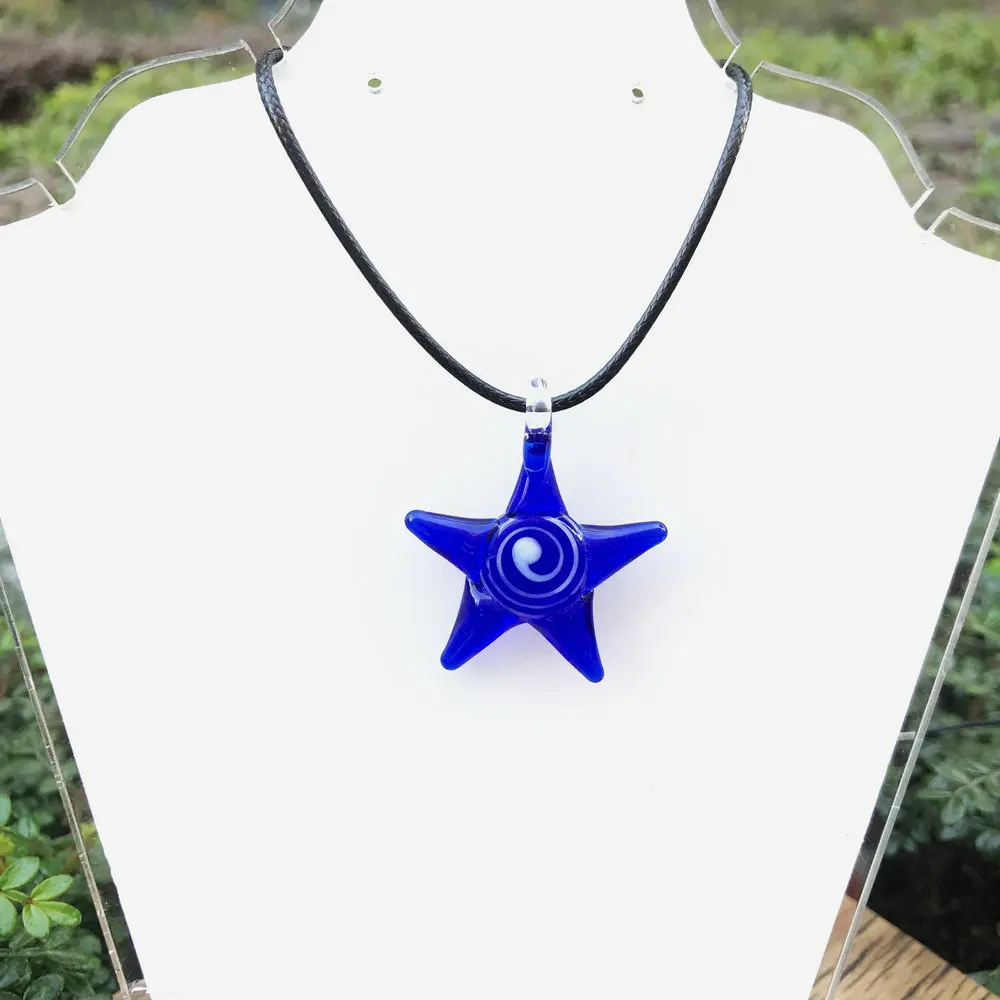 1PC Creative Ocean Style Art Starfish Inner Spiral Glass Necklace Pendant Women\'s Pendant Necklace