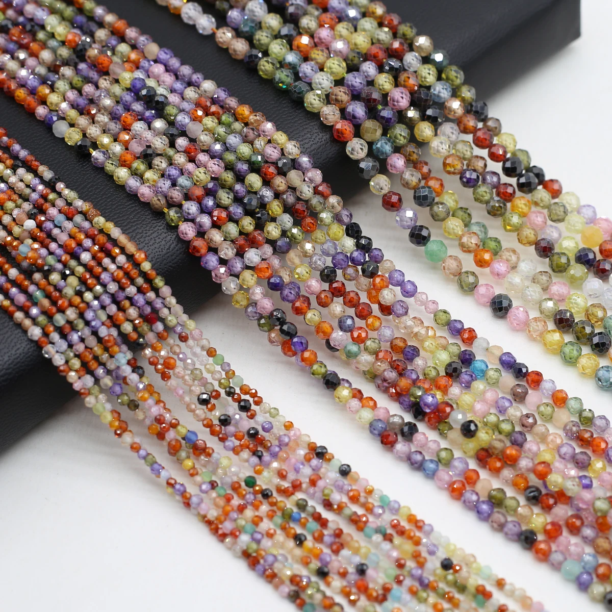 2/3/4mm Colored Zircon Beads Round-cut Natural Stone Through-hole Beads for Jewelry Making DIY Necklaces Bracelets Accessories