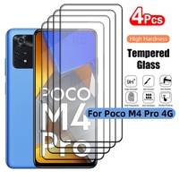 4Pcs For Poco M4 Pro 4G Glass Poco M4 Pro Tempered Glass Full Cover Glue 9H HD for Screen Protector Xiaomi Poco M4 Pro 4G Glass