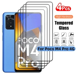 4Pcs For Poco M4 Pro 4G Glass Poco M4 Pro Tempered Glass Full Cover Glue 9H HD for Screen Protector Xiaomi Poco M4 Pro 4G Glass