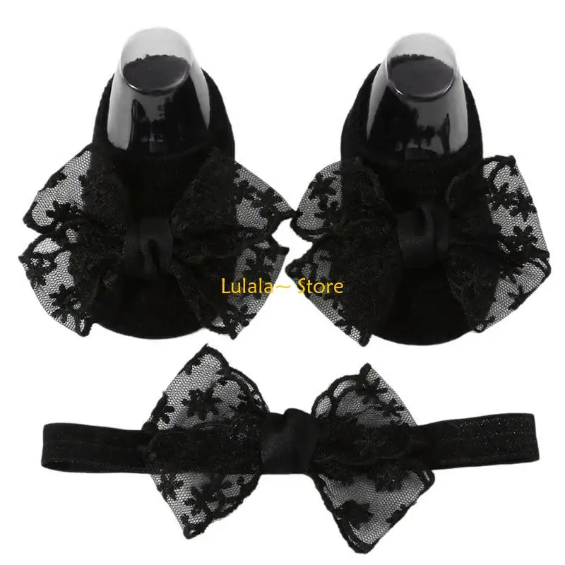 y4qa-ベビー滑り止めフロアソックス-ヘッドバンドセット-幼児用ステップソックス-グリップ付き-女の子用