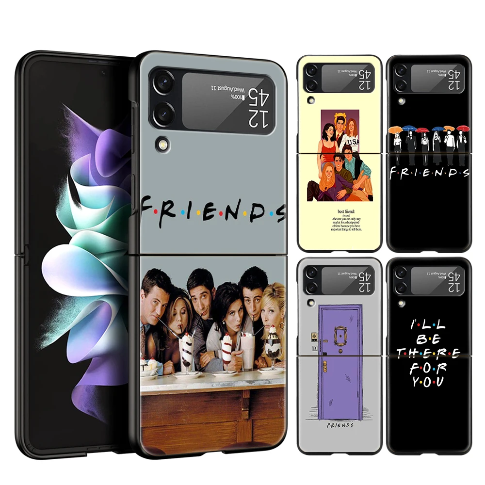 Friends TV Hard PC Phone Case For Samsung Galaxy Z Flip 5 4 3 Black Cover For Galaxy Z Flip 6 Foldable Shockproof Case Coque Bag