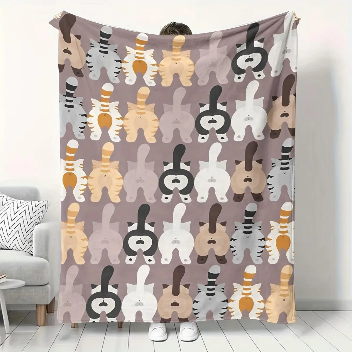 

1 шт. разноцветное одеяло с рисунком лапы котенка, полиэфирная ткань, можно стирать в машине, подходит для декора спальни, гостиной.