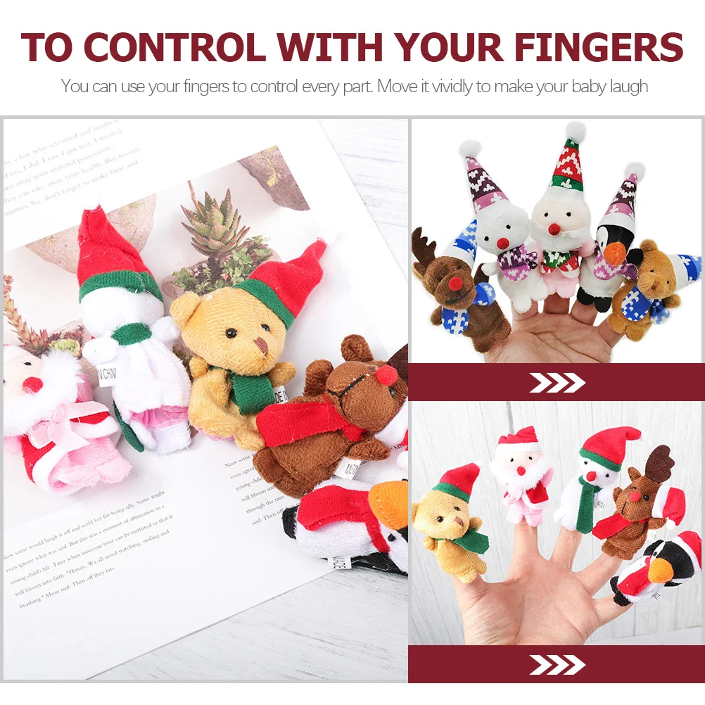 10 pçs dedo fantoche história adereços criativo fantoches de natal portátil dedo animal brinquedos para crianças fantoches de história