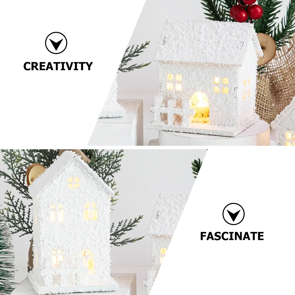 3 Pcs Christmas House Xmas Tree Adorn Glow Cabin Wreaths Decor Decorations Design Nutcracker Festival Ornament