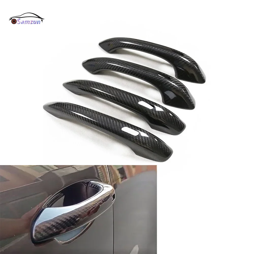 

For Porsche Macan 2014-2019 2020 2021 Car Real Carbon Fiber Exterior Door Handle Side Cover Decoration Glossy Trim Accessories