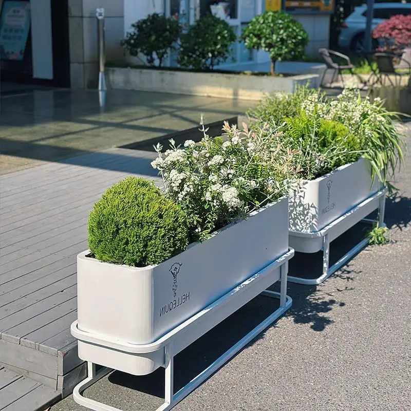 Outdoor wrought iron stainless steel flower box combination sales department commercial street custom flower box finished metal