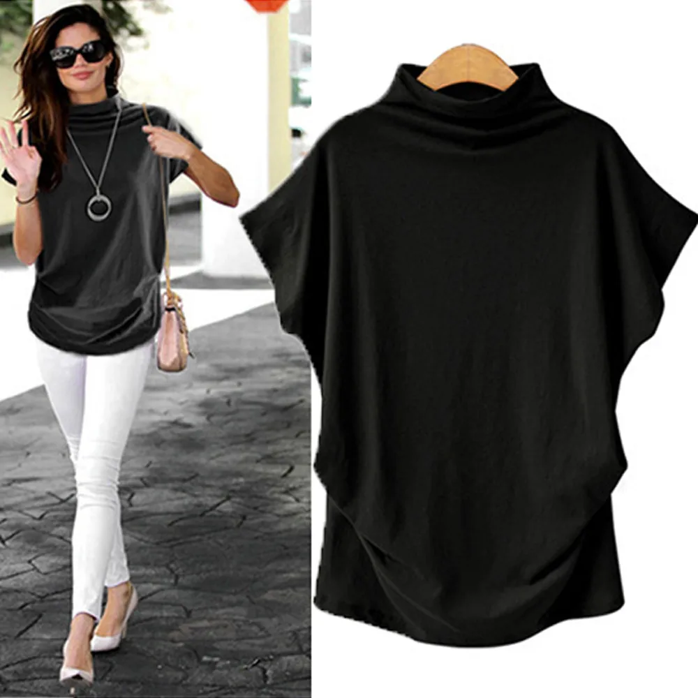 Stretch Shirts Women Solid Casual Top Sleeve Cotton Blouse Womens Athletic Shirts Short Sleeve Womens Polyester Spandex Shirt