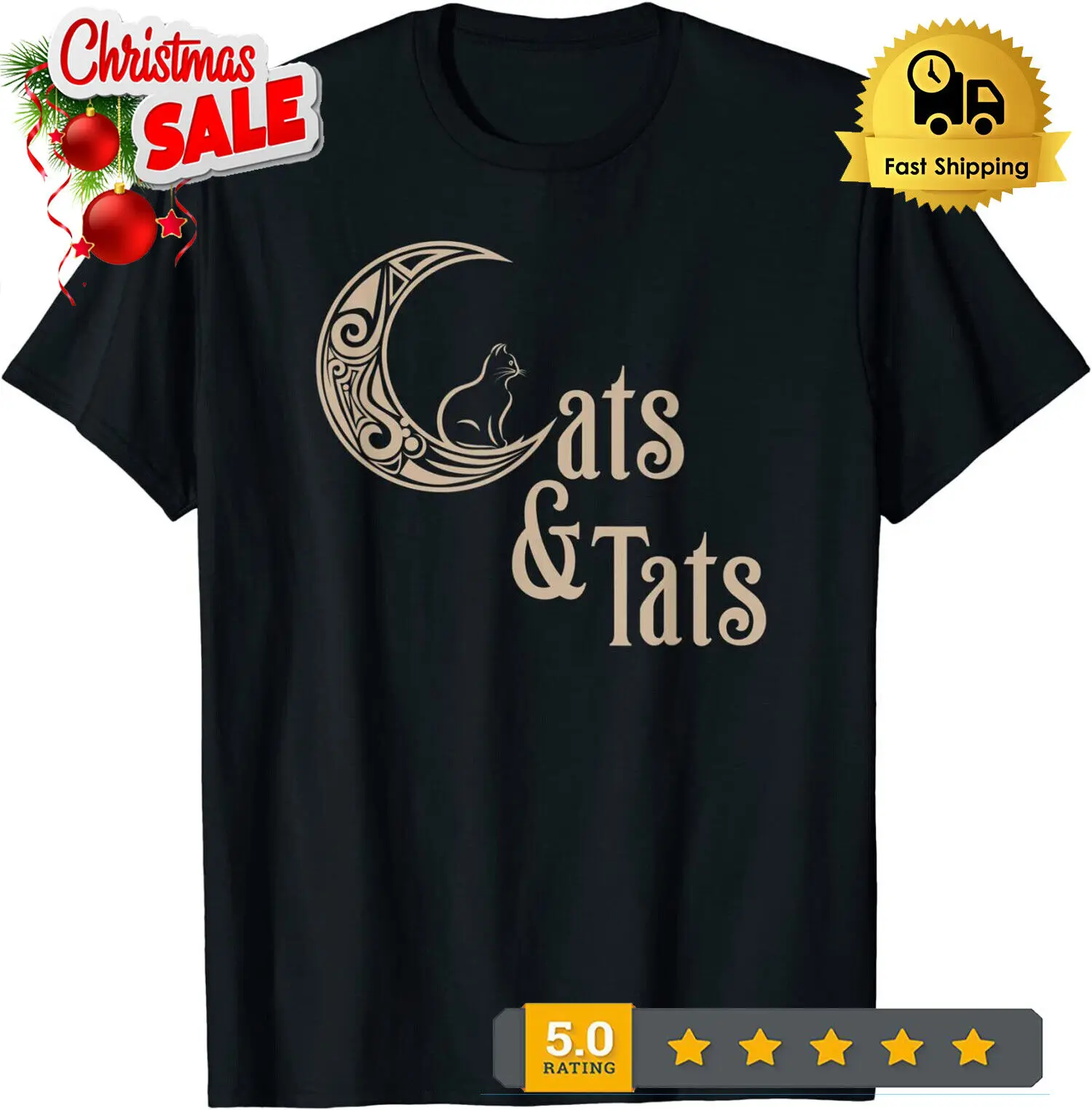 I love Cats and Tattoos Cats and Tats Funny T-Shirt Size S-5XL