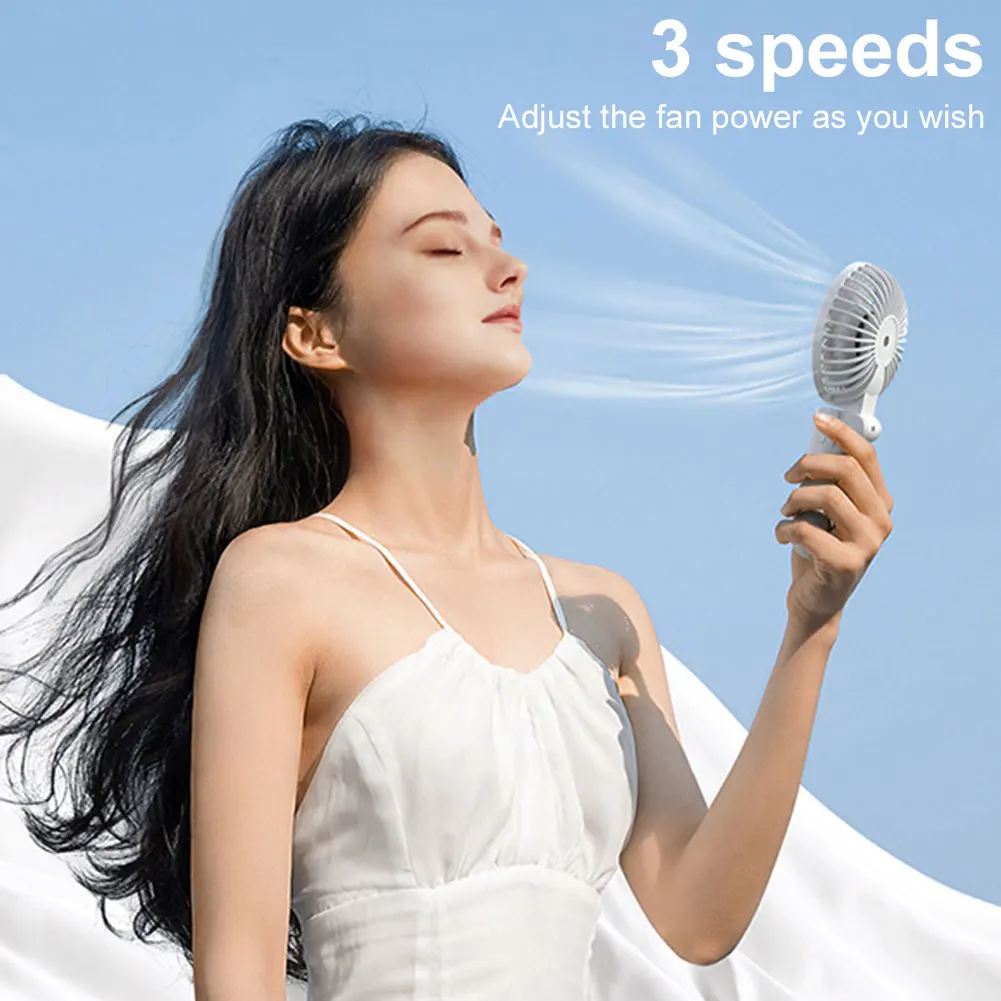 Desktop Small Fan 3-Speed Adjustment Portable Handheld Fan Rechargeable Electric Personal Fan for Outdoor Umbrella