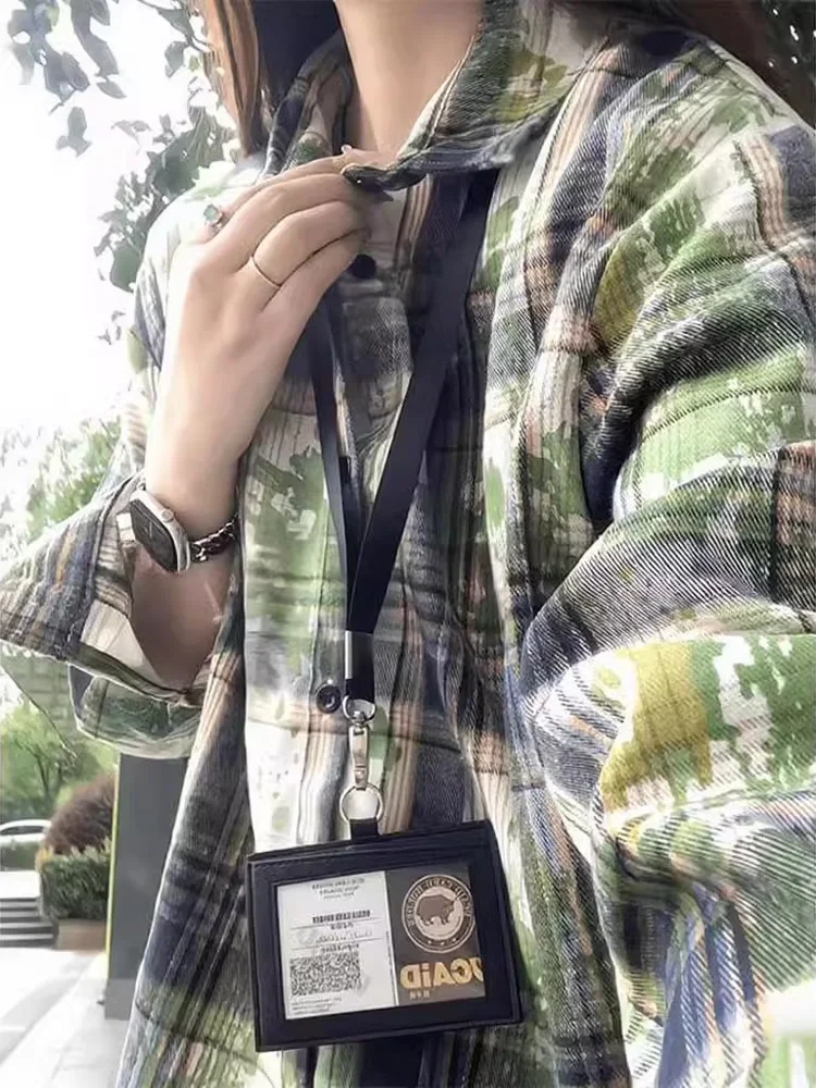 

American High Street Tie Dye Long Sve Plaid irt ex Ранняя осень Свободная повседневная верхняя одежда в стиле хип-хоп из полиэфирного волокна