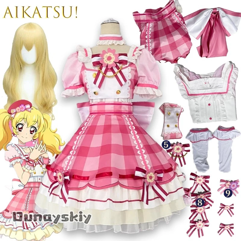 

BAikatsu Hoshimiya Ichigo розовый клетчатый костюм для косплея повседневное платье {BankaiMode} наряд персонажа аниме галстук ожерелье униформа для женщин ‌