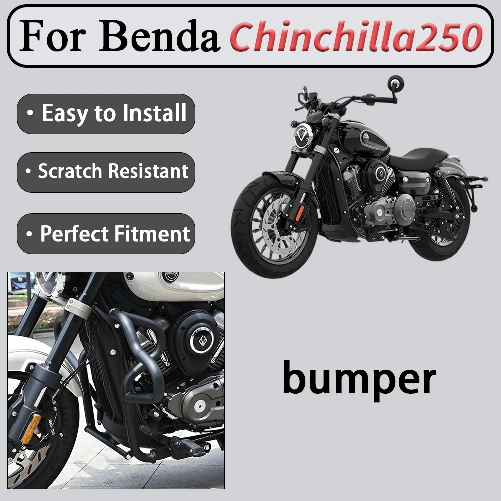 For Benda Chinchilla250 Special-Purpose Motorcycle Front Crash Bar Backrest Side Bag Combo Thickened CarbonSteel Bumper Cushions